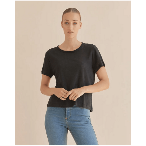 Amelius Coogee Linen Crew Neck Tee - Black