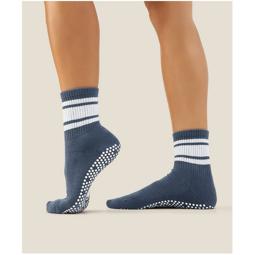 MoveActive Crew Grip Socks - French Navy Stripe
