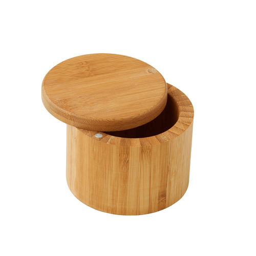 MasterPro Bamboo Round Salt Box Natural