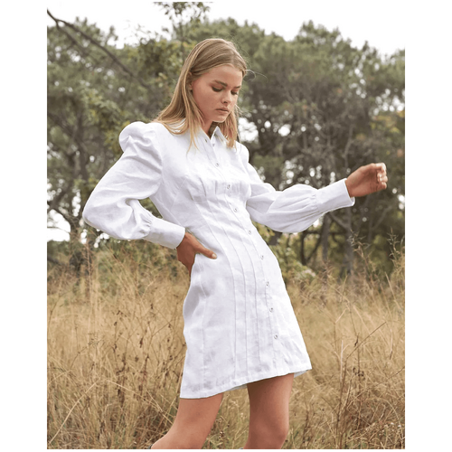 Amelius Emmie Linen Mini Dress - White