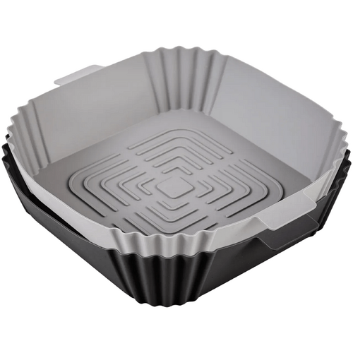 MasterPro Reusable Silicone Air Fryer Liner Square 2pcs Set Grey &amp; Black