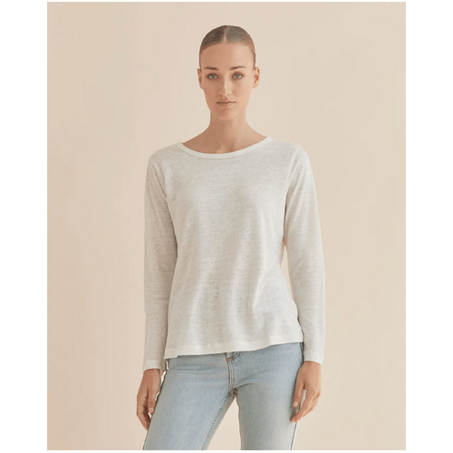 Amelius Priya Long Sleeve Linen Jersey Top - Ivory