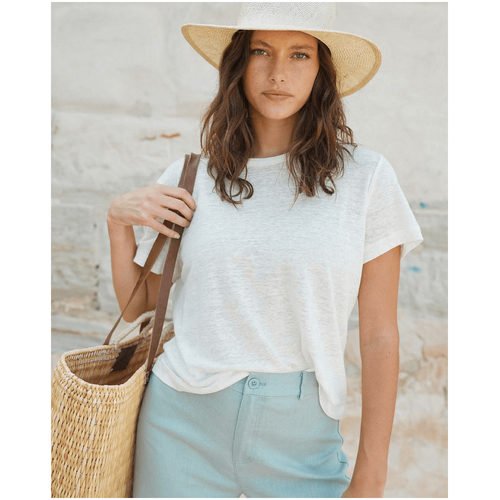 Amelius Coogee Linen Crew Neck Tee - Ivory