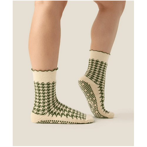 MoveActive Crew Grip Socks - Houndstooth Pine