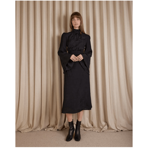 Amelius Loren Linen Jacquard Skirt - Nero