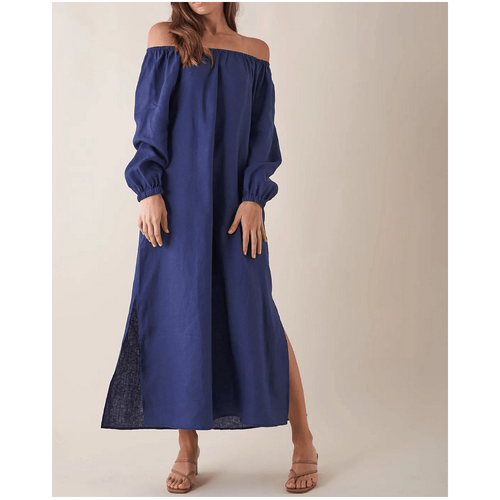 Amelius Tala Linen Maxi Dress - Navy