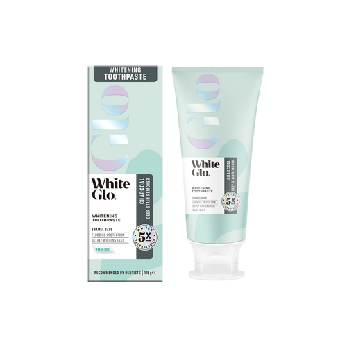 White Glo Charcoal Deep Stain Remover Whitening Toothpaste 115g