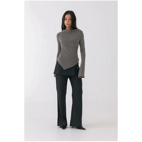 Style Addict Mila Skirted Trousers - Charcoal