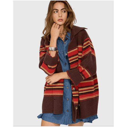 belle &amp; bloom So Many Likes Oversized Knitted Cardi Coat - Chocolate