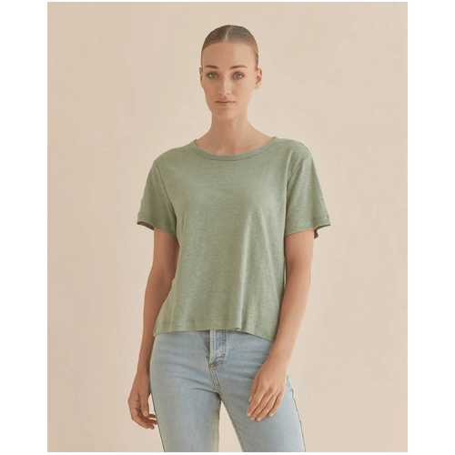 Amelius Coogee Linen Crew Neck Tee - Green Tea