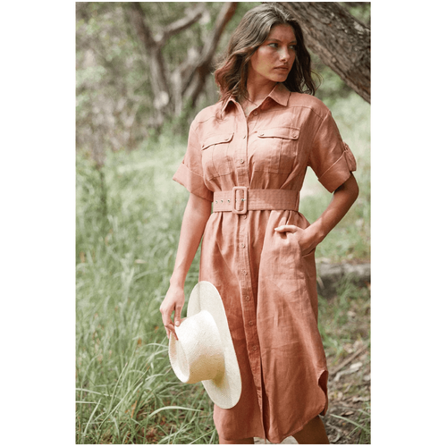Amelius Provence Linen Shirt Dress - Dusty Rose