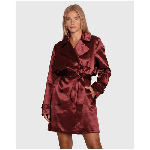 belle &amp; bloom Will You Stay Trench Dress - Burgundy