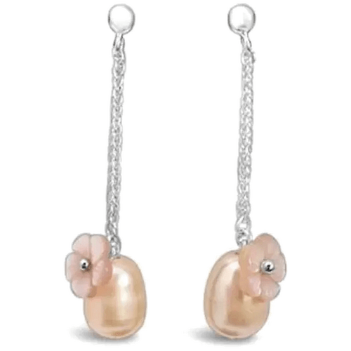 Fabuleux Vous Mre Mother of Pearl Pink Flower Earrings