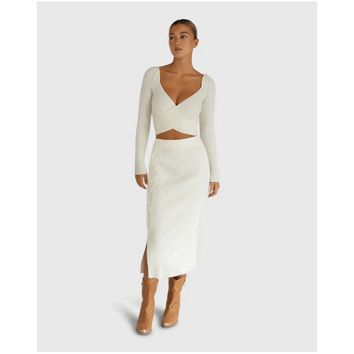 belle &amp; bloom All My Life Knit Midi Skirt - Cream