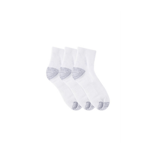 Adults Tough Quarter Crew Cushion Foot Socks - 3 Pack- Black