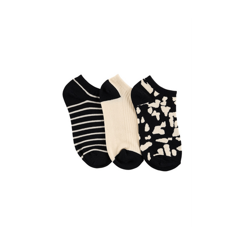 Women&#39;s Cotton Rich Ankle Socks- 3 Pack- Mod Stripe Rib Texture &amp; Animal Hide