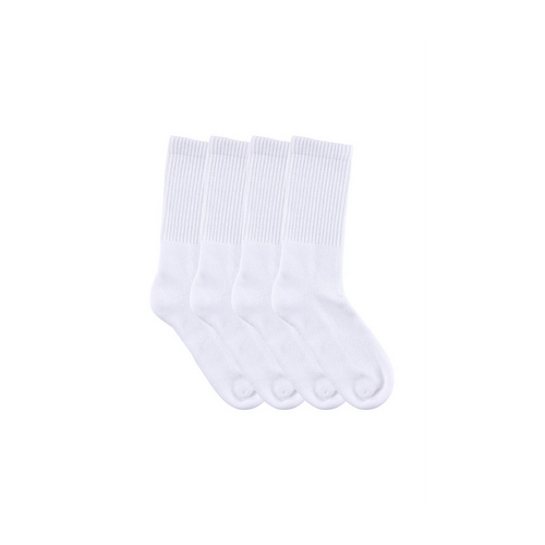 Men&#39;s Combed Cotton Full Crew Cushioned Sole Socks - 4 Pack- White  
