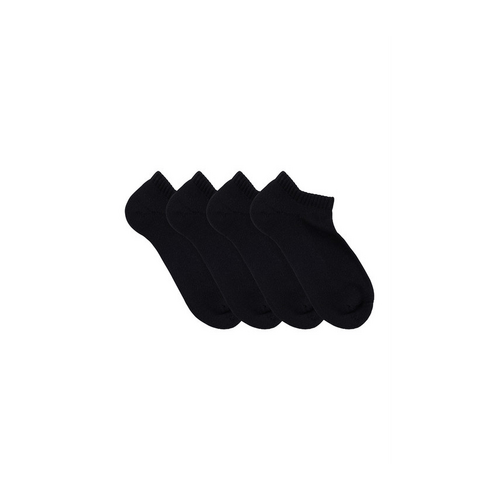Women&#39;s Combed Cotton Ankle Length Cushioned Sole Socks - 4 Pack- Black of 4