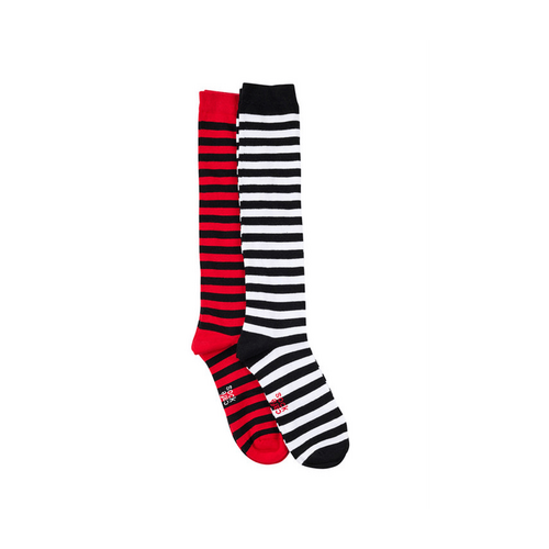 Women&#39;s Fine Cotton Knee High Socks - 2 Pack - Mode Stripes