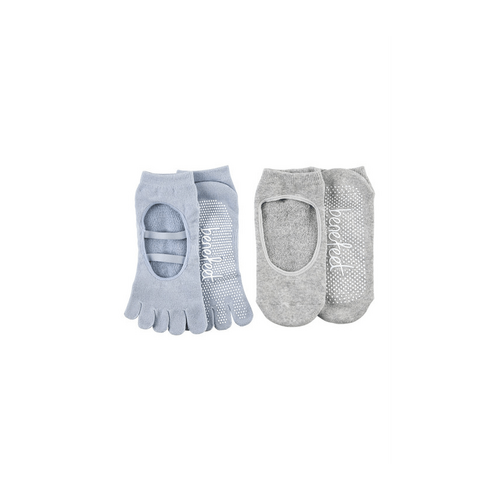 Women&#39;s Cotton Rich Yoga &amp; Pilates Socks- 2 Pack- Cushion Sole with Non Slip -Closed Toe Mary Jane -Seafoam