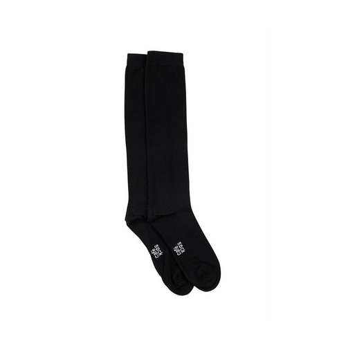 Fine Cotton Plain Knit Knee High Socks - 2 Pack