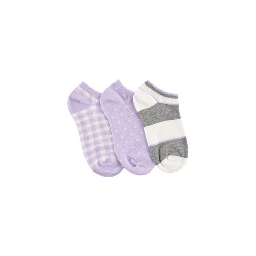 Women&#39;s Cotton Rich Ankle Socks- 3 Pack- Block Stripes Spots &amp; Gingham