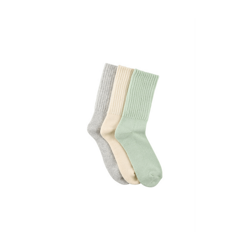 Womens&#39;s Cotton Rich Crew Slouch Socks with Cushion Foot- 3 pairs -Misty Sage