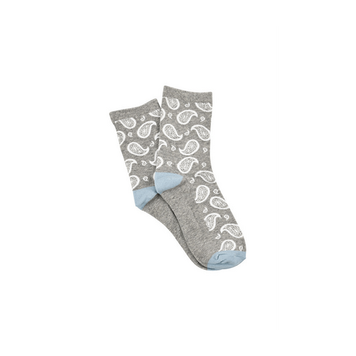 Women&#39;s Fine Cotton Half Crew Socks - Paisley