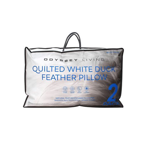 Affiniti Living Quilted Duck Feather 2pk Pillow 1200gms - Odyssey