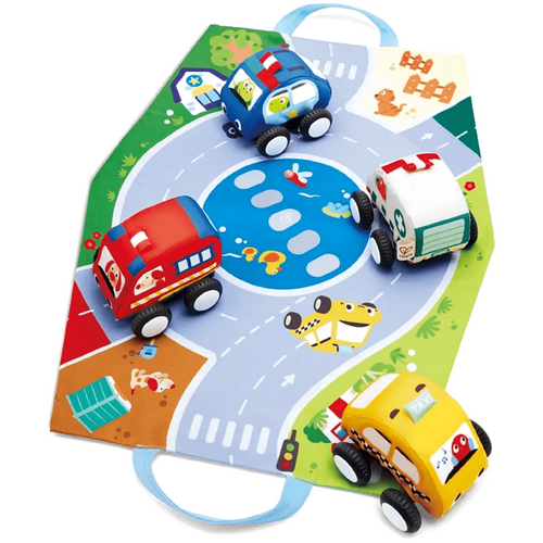 Hape Pull-Back Plush Car Set