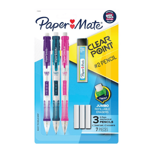 Paper Mate Clear Point Mech Pencil Asst Pk3 B