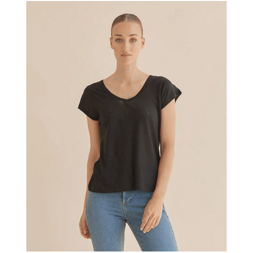 Amelius Newport Linen Jersey Tee - Black