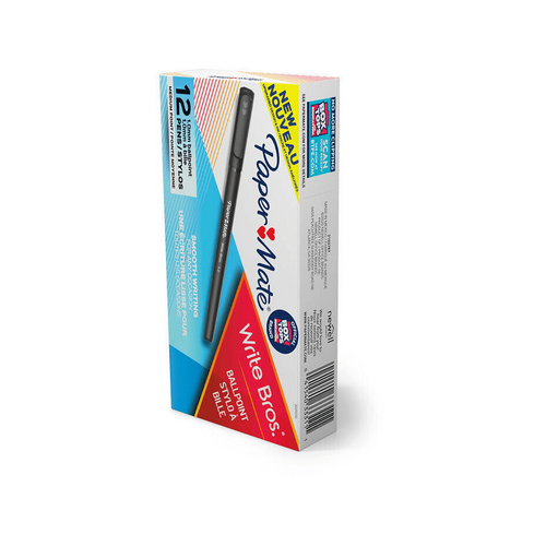 Paper Mate WriteBros 1.0mm BP Blk Pk12