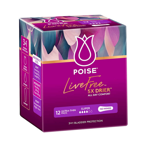 Poise Pad Adultcare Poise Livefree Super 12 pack