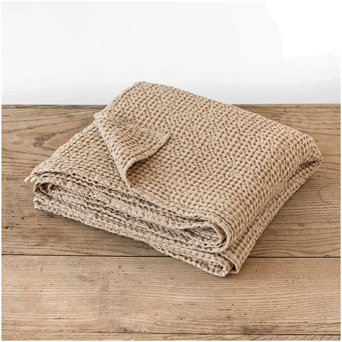 Poia Linen / Cotton Waffle Throw Sand