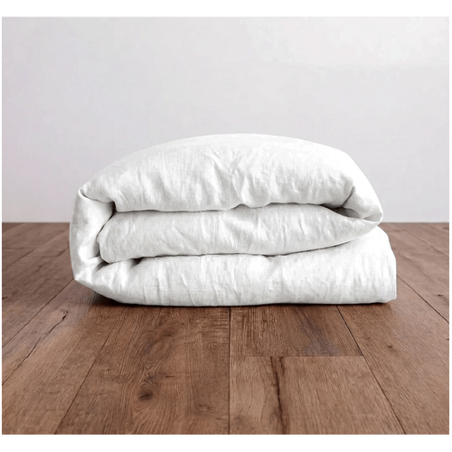 Poia Linen Duvet Cover White