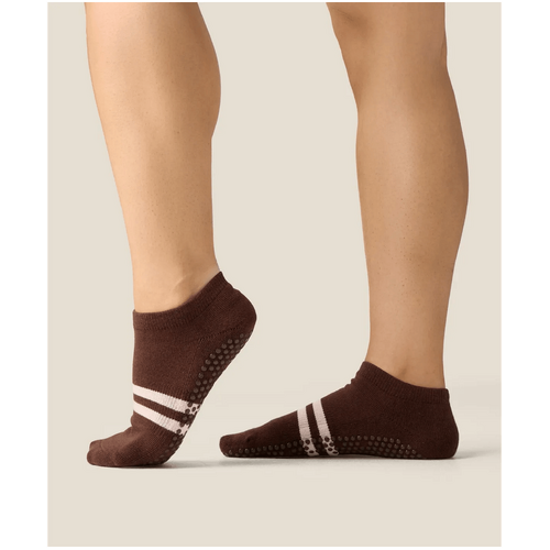 MoveActive Low Rise Grip Socks - Stripe Espresso