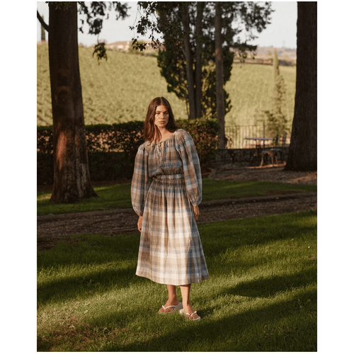 Amelius Allegra Linen Plaid Dress