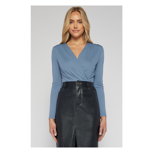 Dressy Jersey Bodysuit with Pleated Front Details (STO717A)