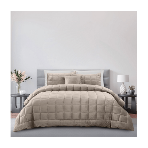 Affiniti Living Deluxe Faux Fur Comforter Set - Oatmeal - Odyssey