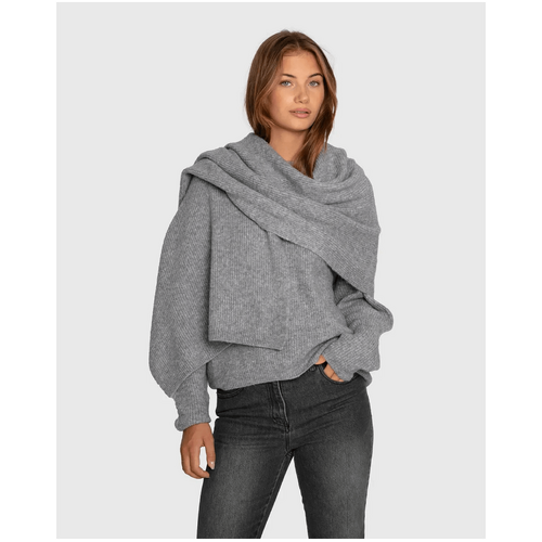 belle &amp; bloom Wrap Me Up Scarf Sweater - Grey Melange