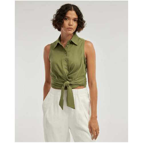 Amelius Naomi Wrap Crop Shirt - Olive