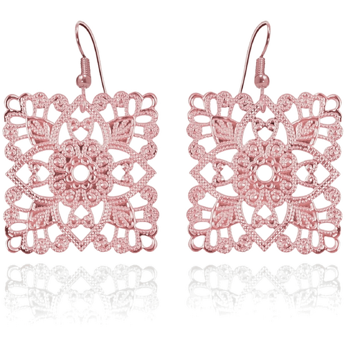 Fabuleux Vous Lacey Square Rose Gold Earrings