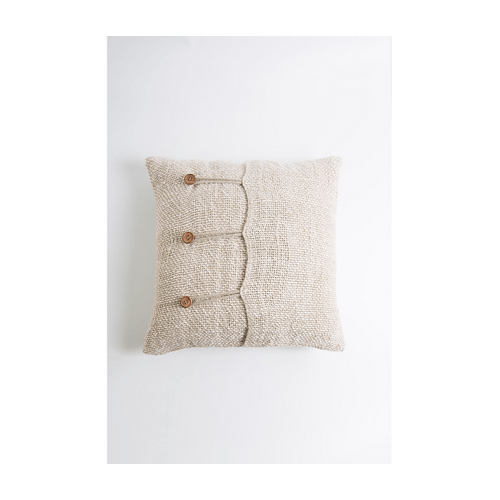 Rosie Handwoven Linen Cushion Cover 50 x 50cm Natural &amp; White
