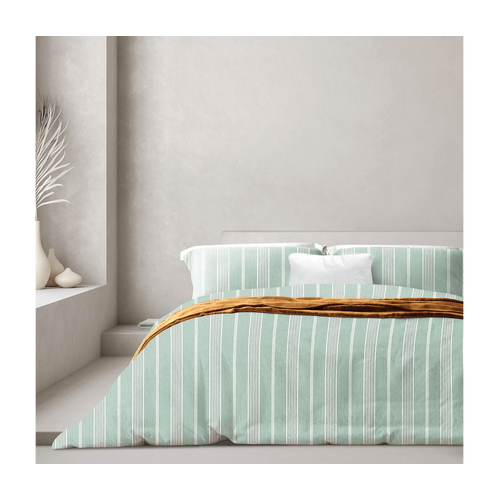 Affiniti Living Thermal Flannel Hamptons Stripe Printed QCS - Aqua Haze - Odyssey