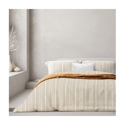 Affiniti Living Thermal Flannel Hamptons Stripe Printed QCS - Oatmeal - Odyssey