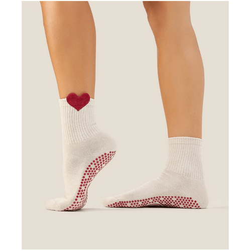 MoveActive Crew Grip Socks - Heartfelt Beige