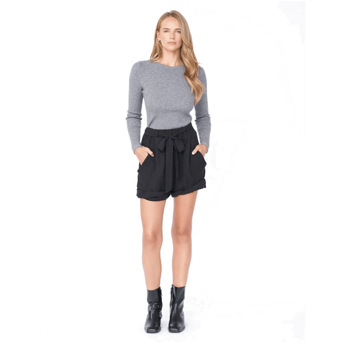 Amelius Lydia Twisted Hem Mini Shorts - Black