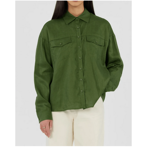 Amelius Byron Linen Overshirt - Verdant