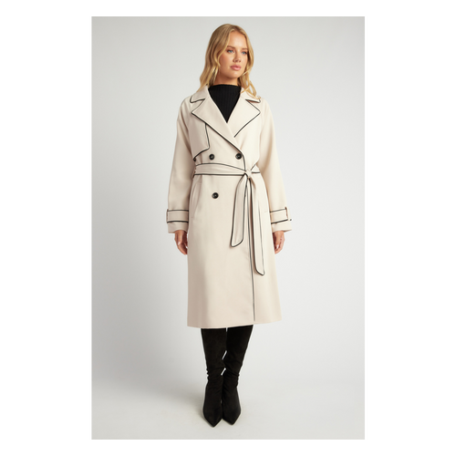 Contrast Binding Longline Trench Coat (WJT217B)